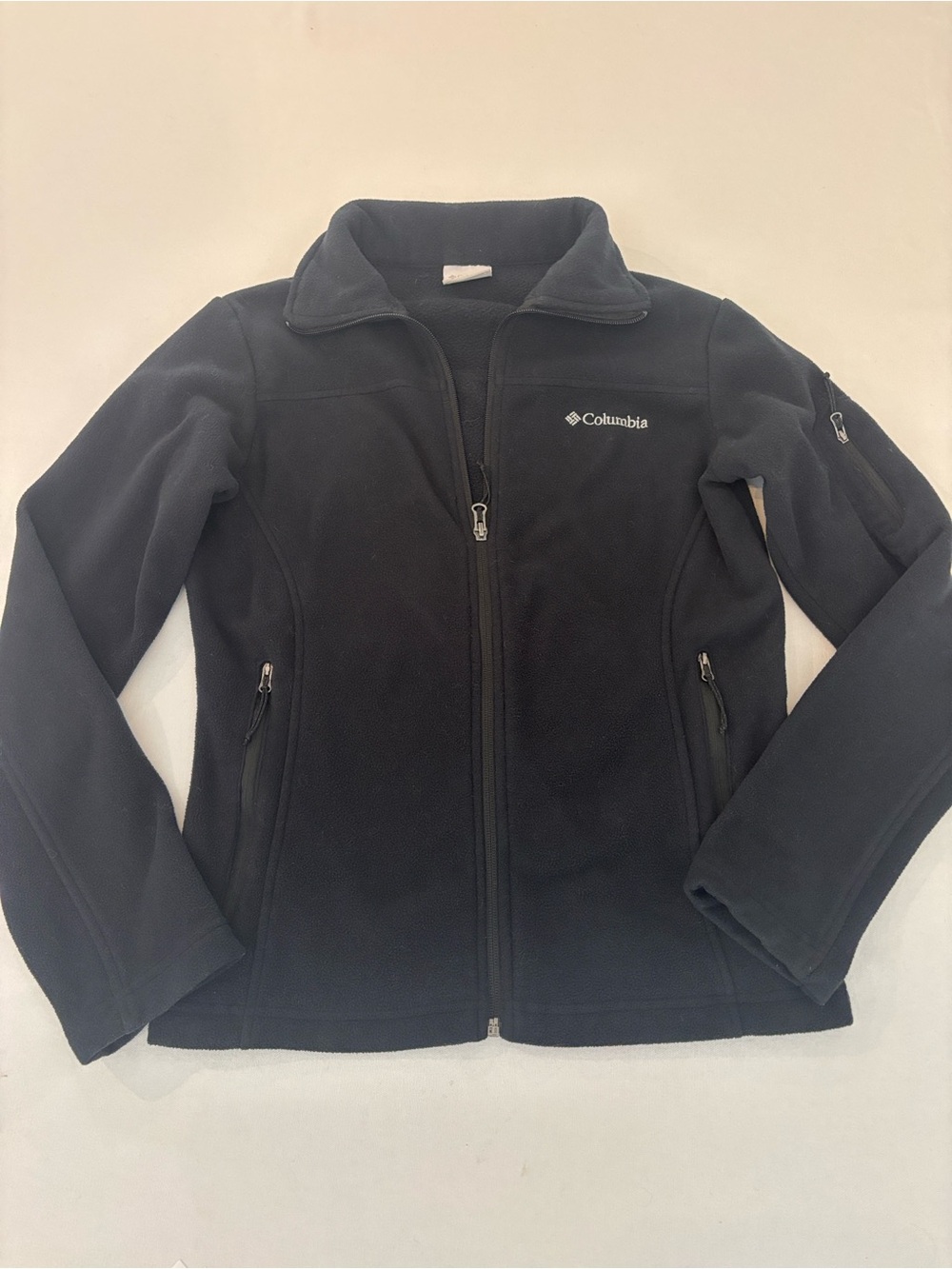 Columbia Fast Trek Black Full-Zip Fleece Jacket with sleeve security Pocket. S